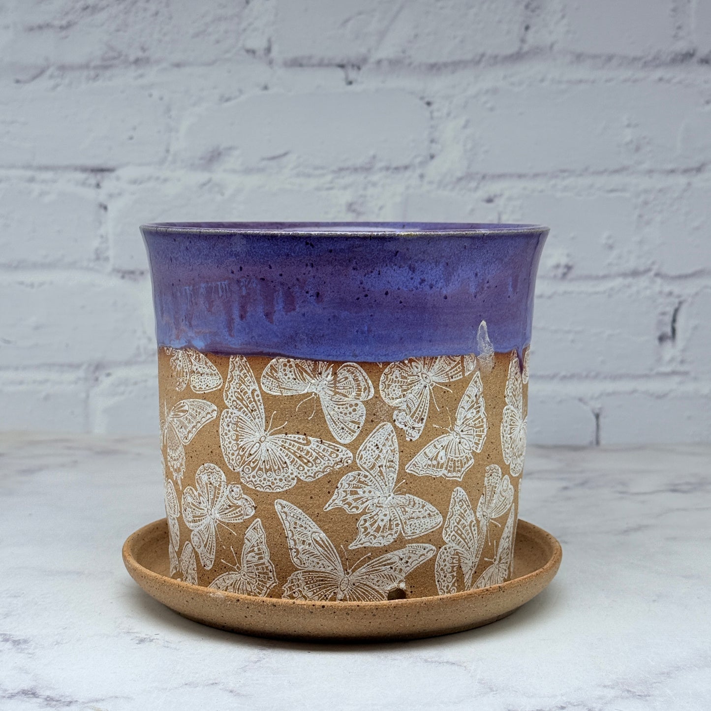 Purple with White Butterflies Planter