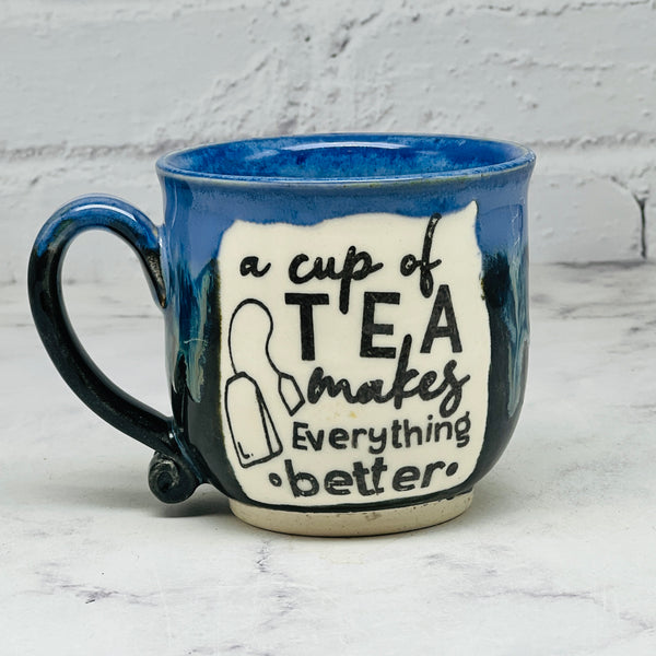 Black ‘A Cup of Tea’ Teacup