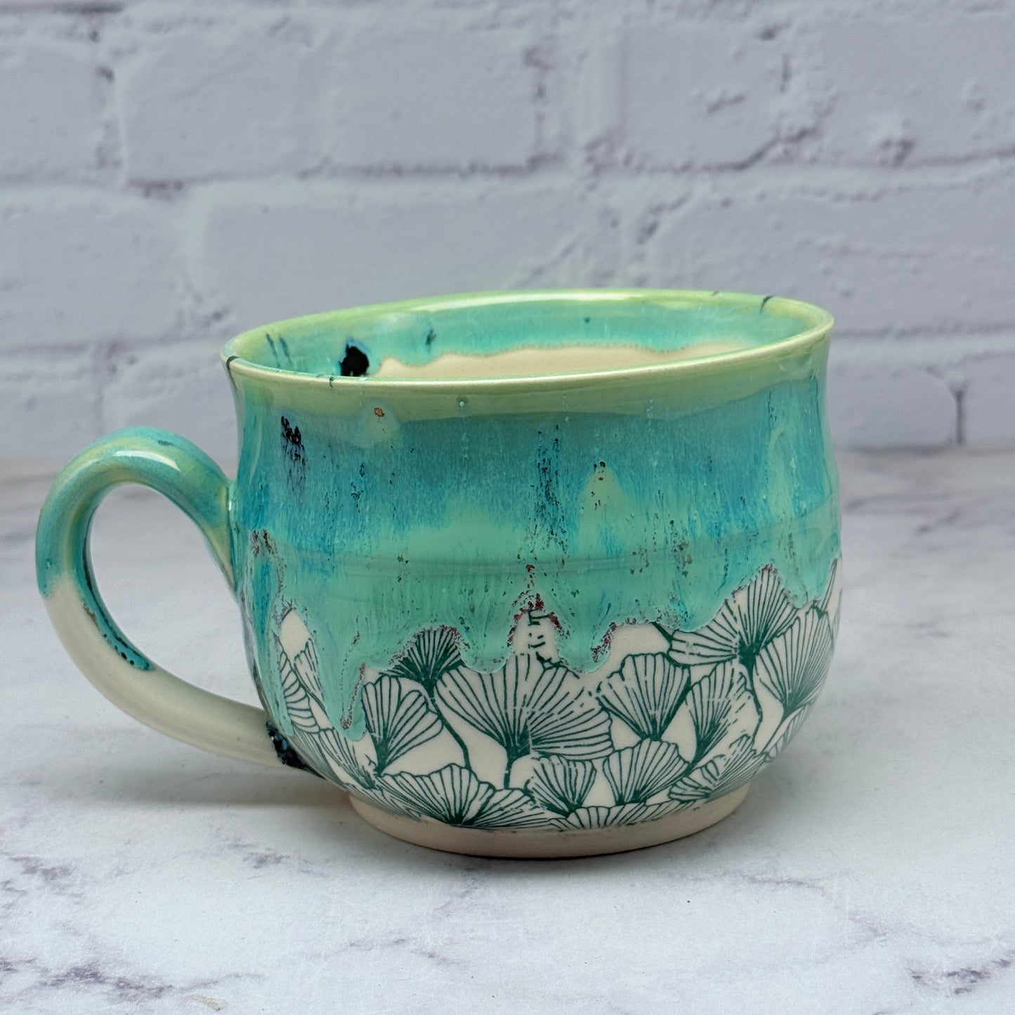 Green with Gingko Cafe Mug 2