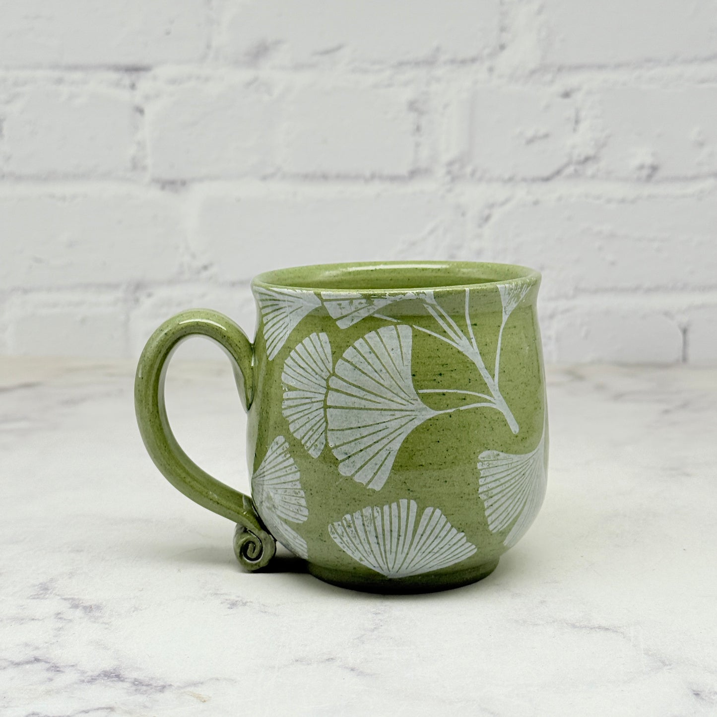 Green with White Gingko Teacup 1