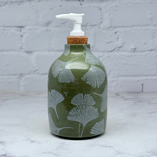 Green with White Gingko Soap Dispenser 2