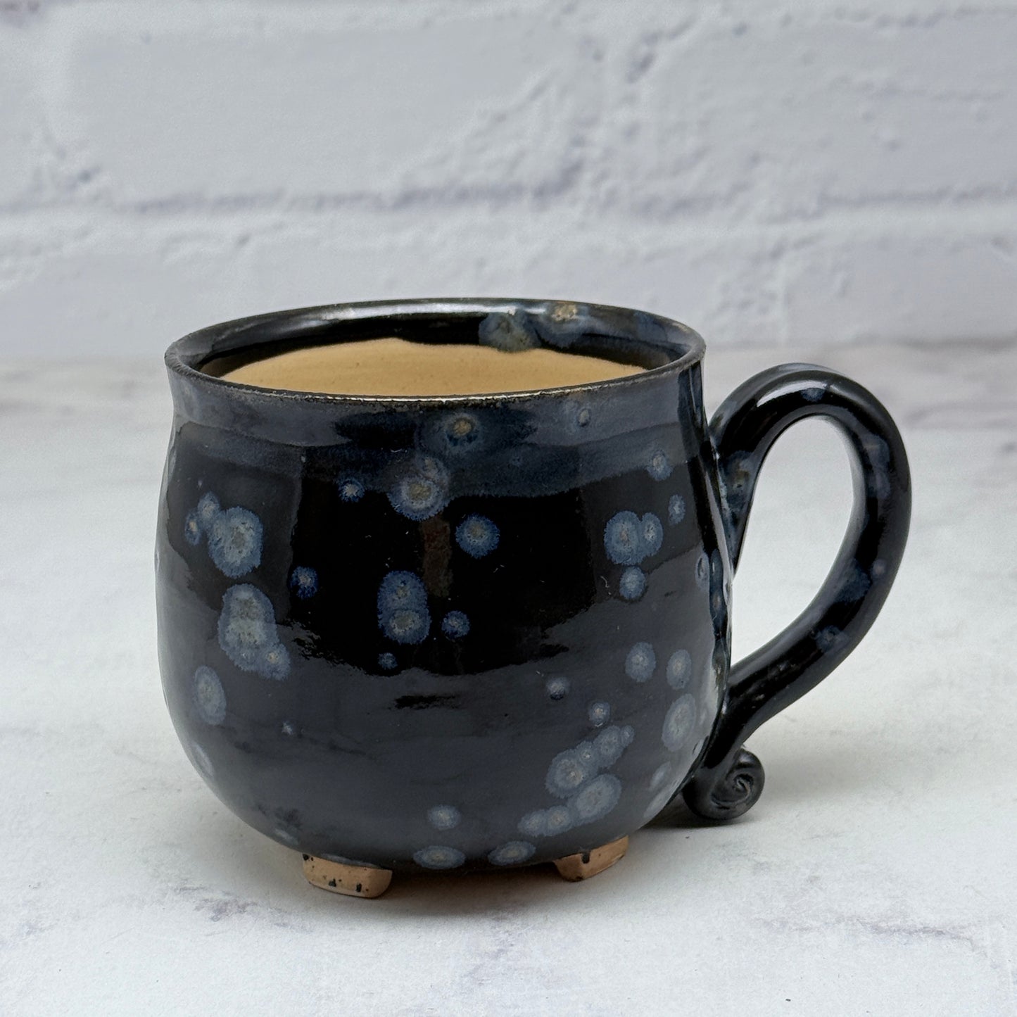 Speckled Black Cauldron Teacup