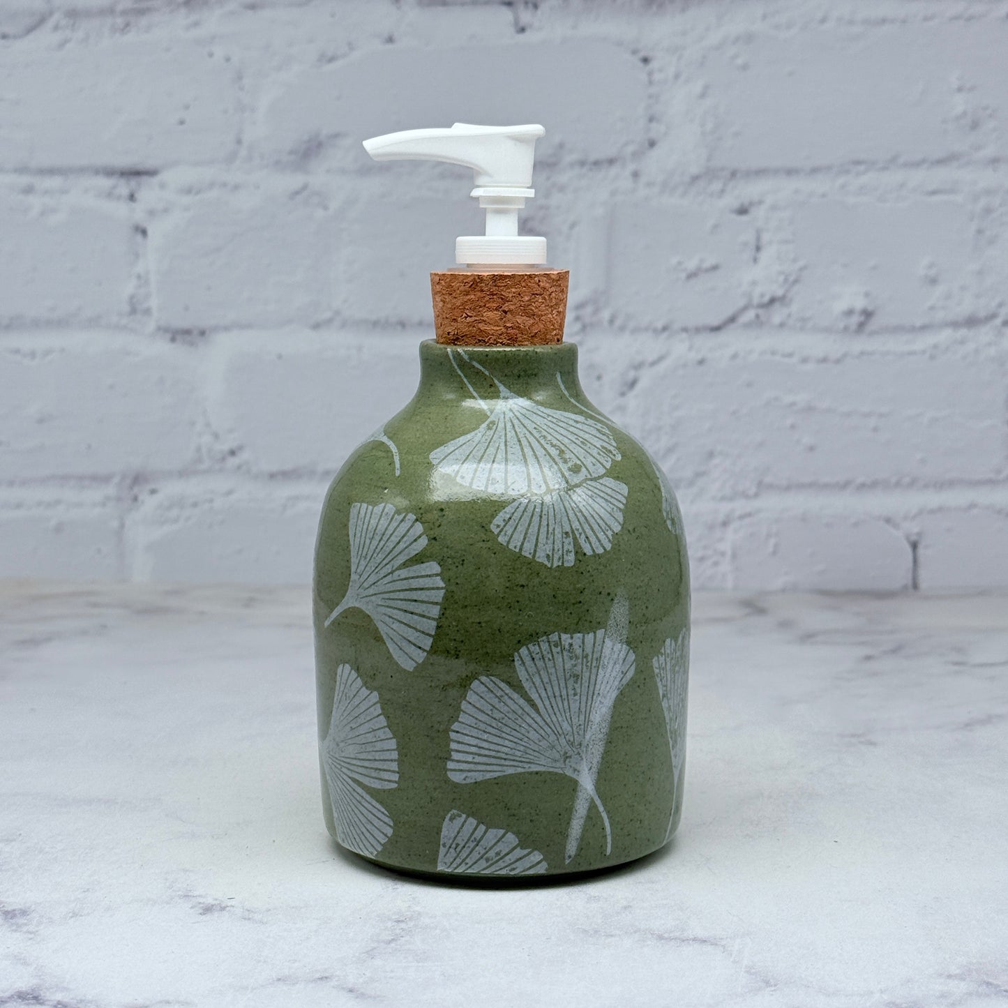 Green with White Gingko Soap Dispenser 3