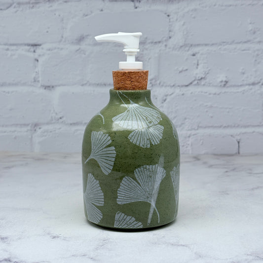 Green with White Gingko Soap Dispenser 3