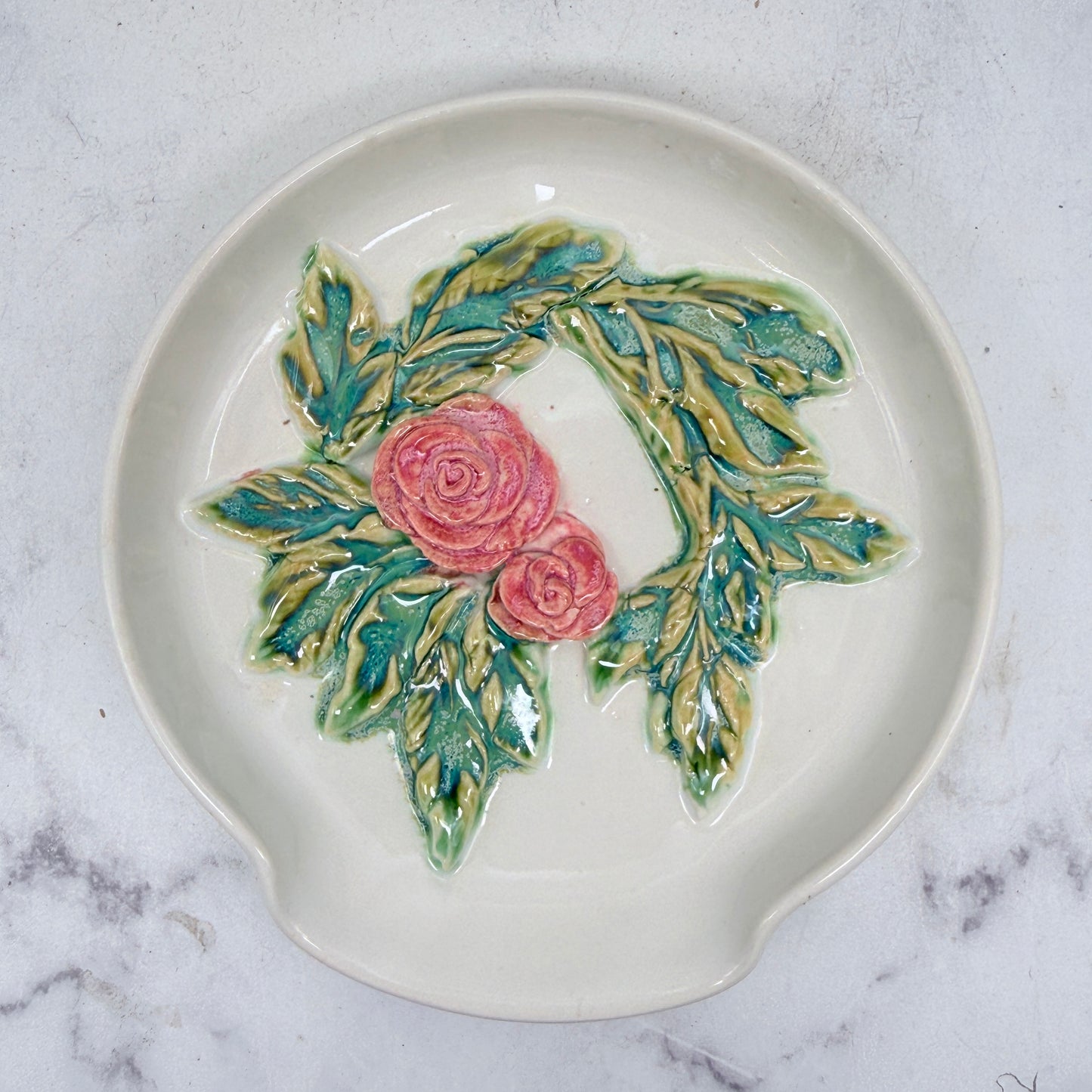 3-D Pink Roses Spoon Rest 2