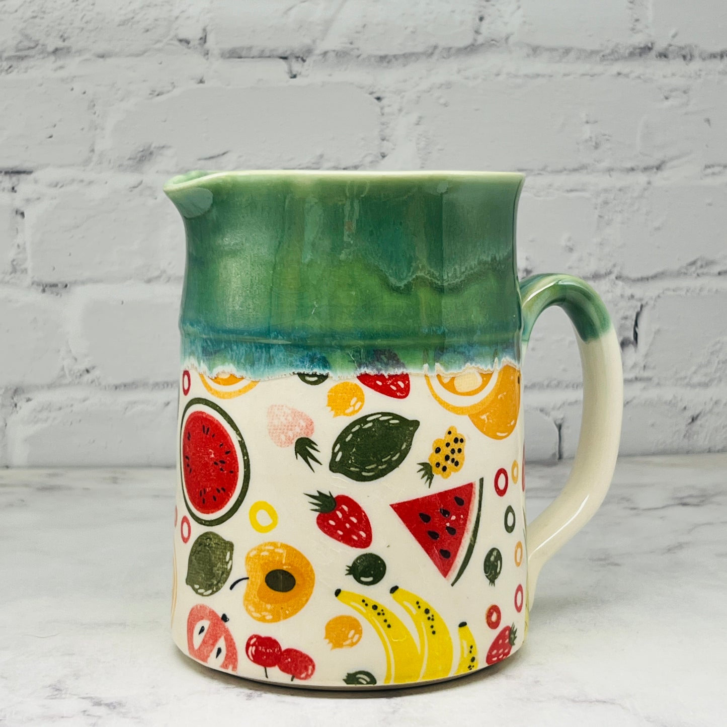 Green with Fruit Pitcher