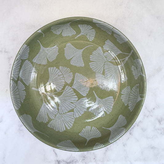 Green with White Gingko Low Bowl 2