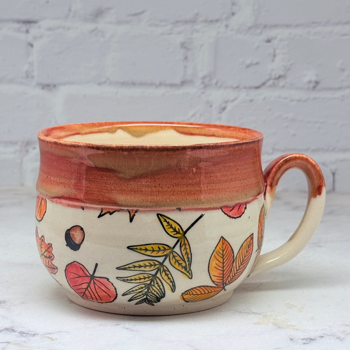 Orange with Leaves Cafe Mug 5