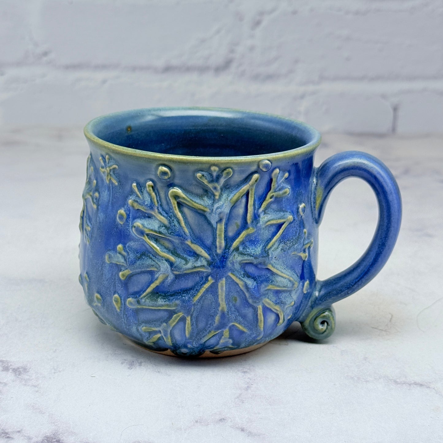Light Blue with Raised Snowflakes Teacup 1