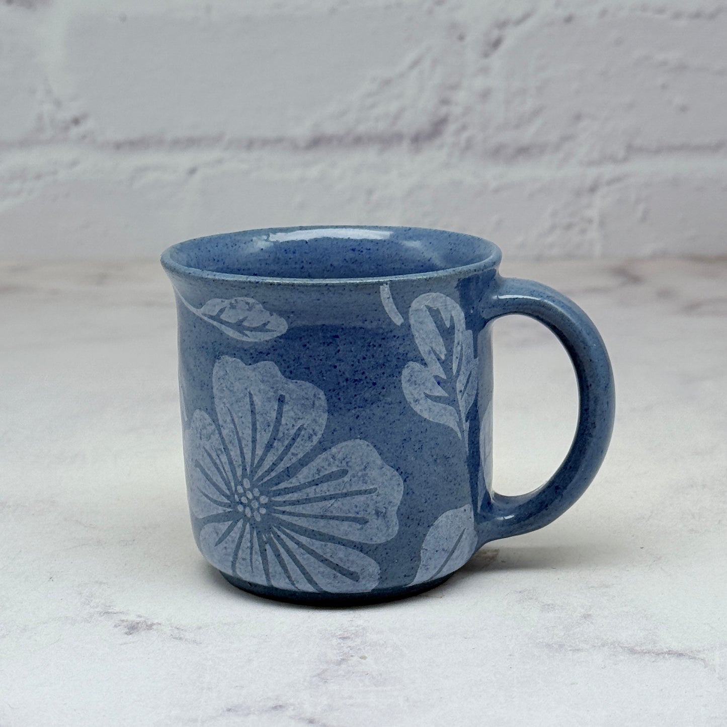 Blue with White Flowers Espresso Mug 3