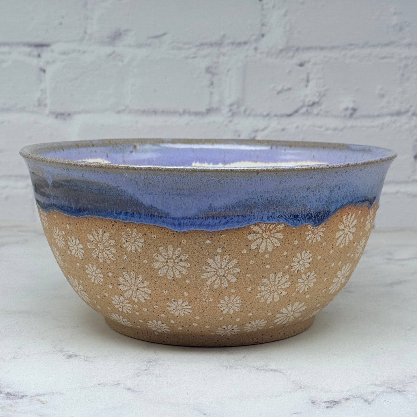 Purple with White Daisies Large Bowl