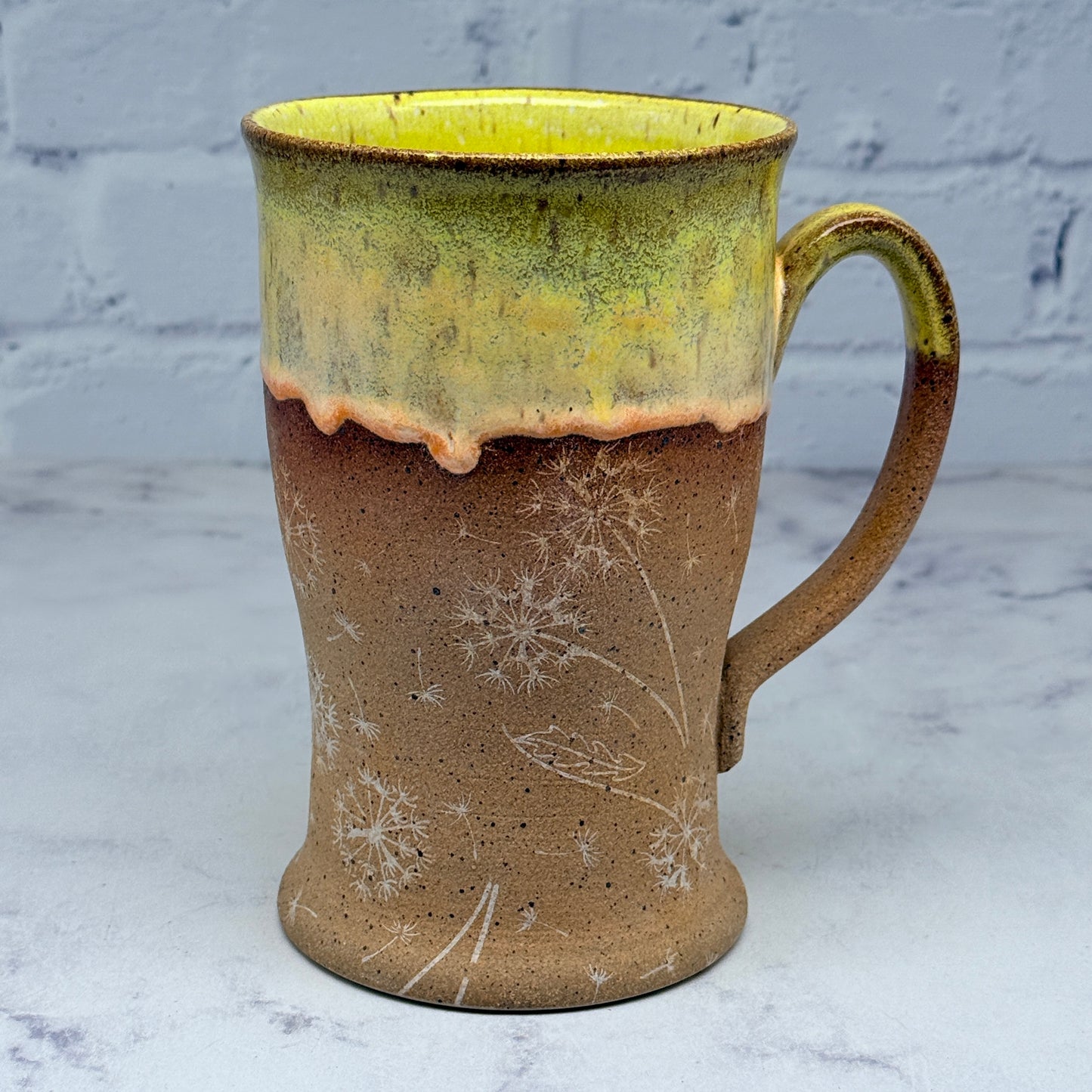 Yellow with White Dandelions Tall Mug