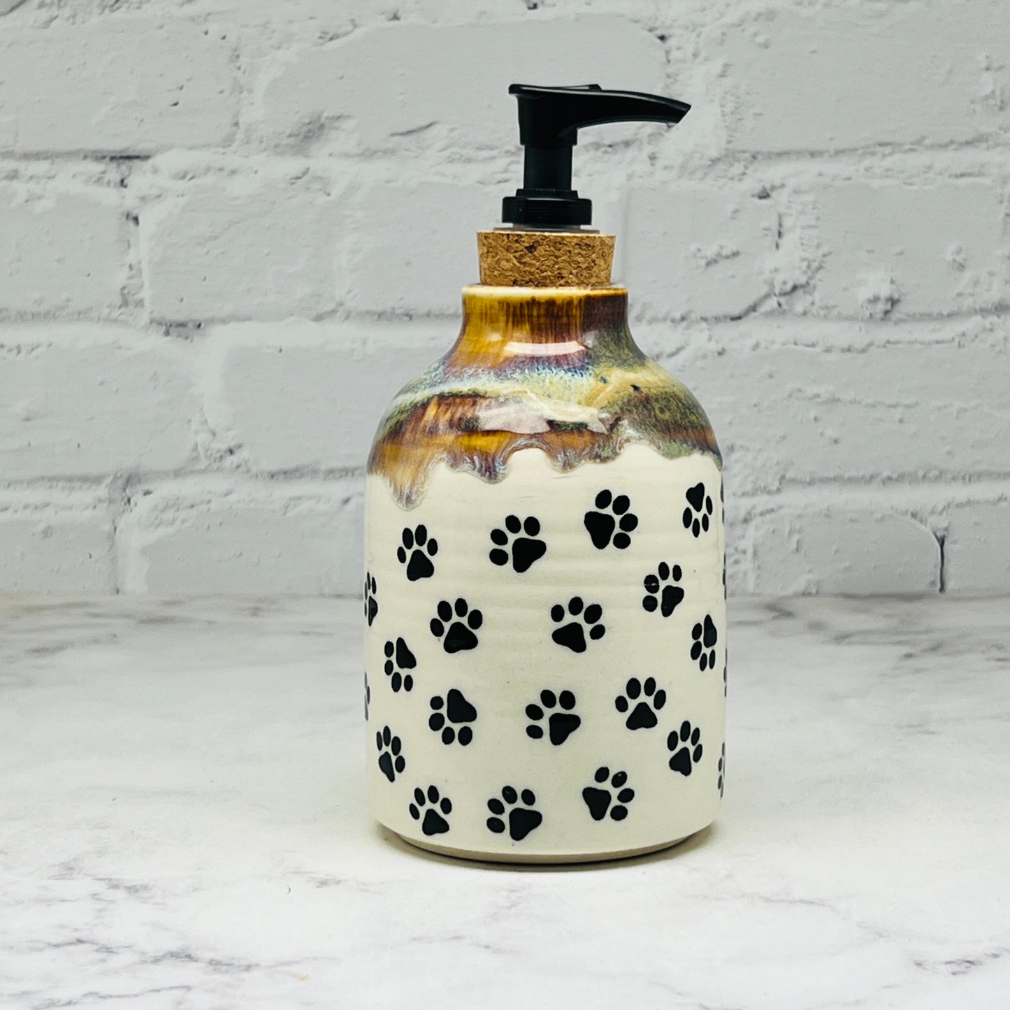 Brown with Paw Prints Soap Dispenser