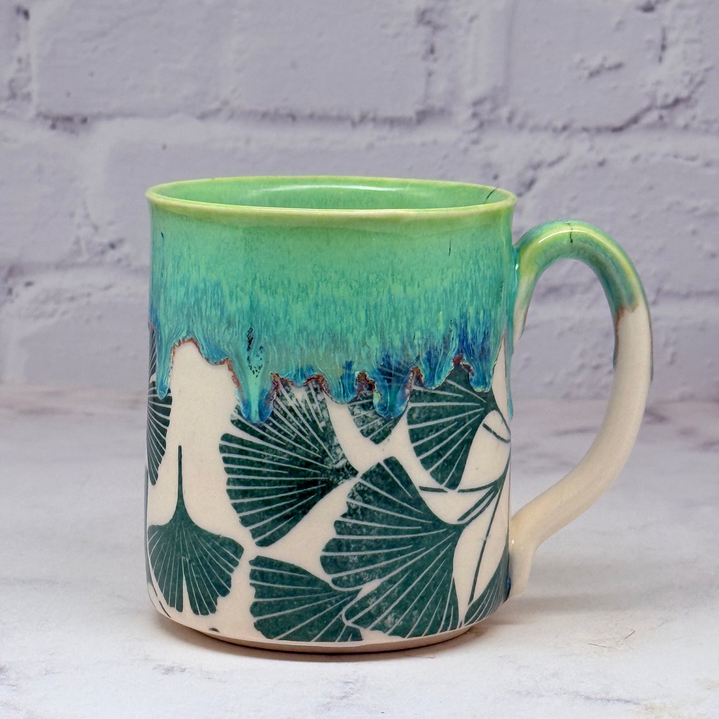 Green with Ginkgo Mug