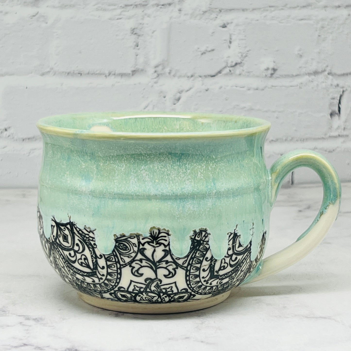 Green with Mandala Cafe Mug 2