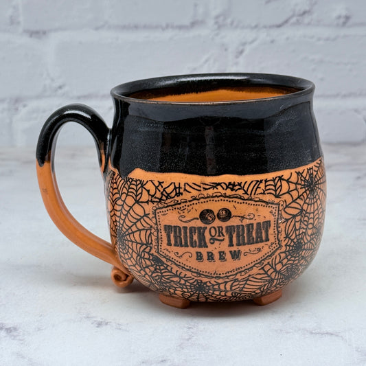 Black & Orange Halloween Cauldron Mug 2