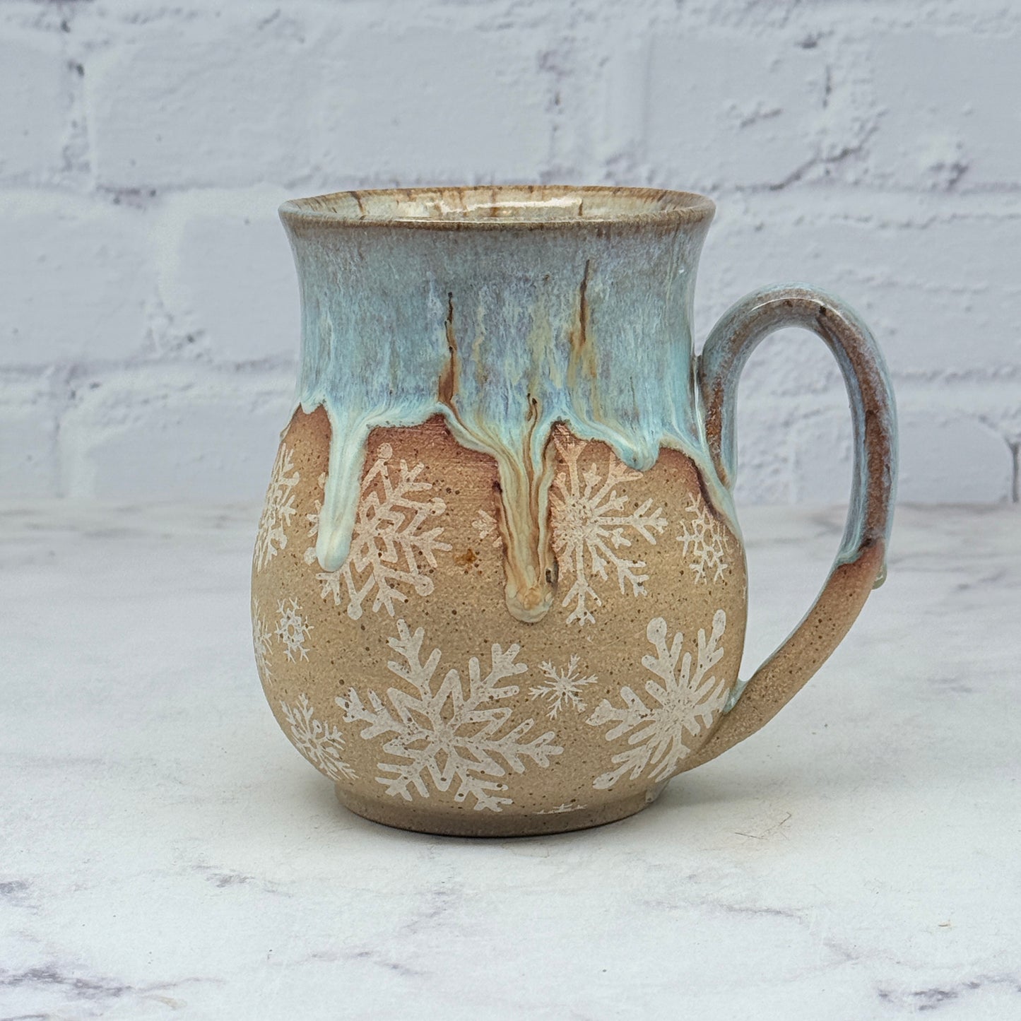 Light Blue with White Snowflakes Mug 4