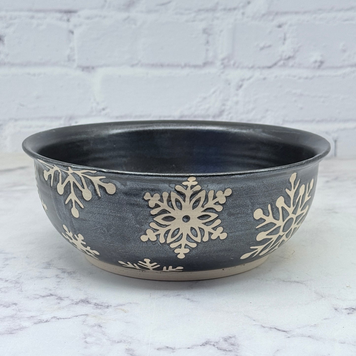 Black with Snowflakes Large Bowl 1
