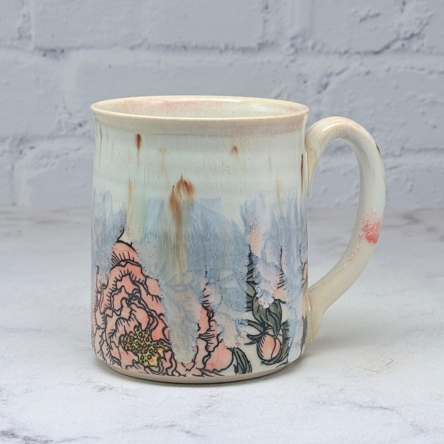 Cream with Pink Peonies Mug 1