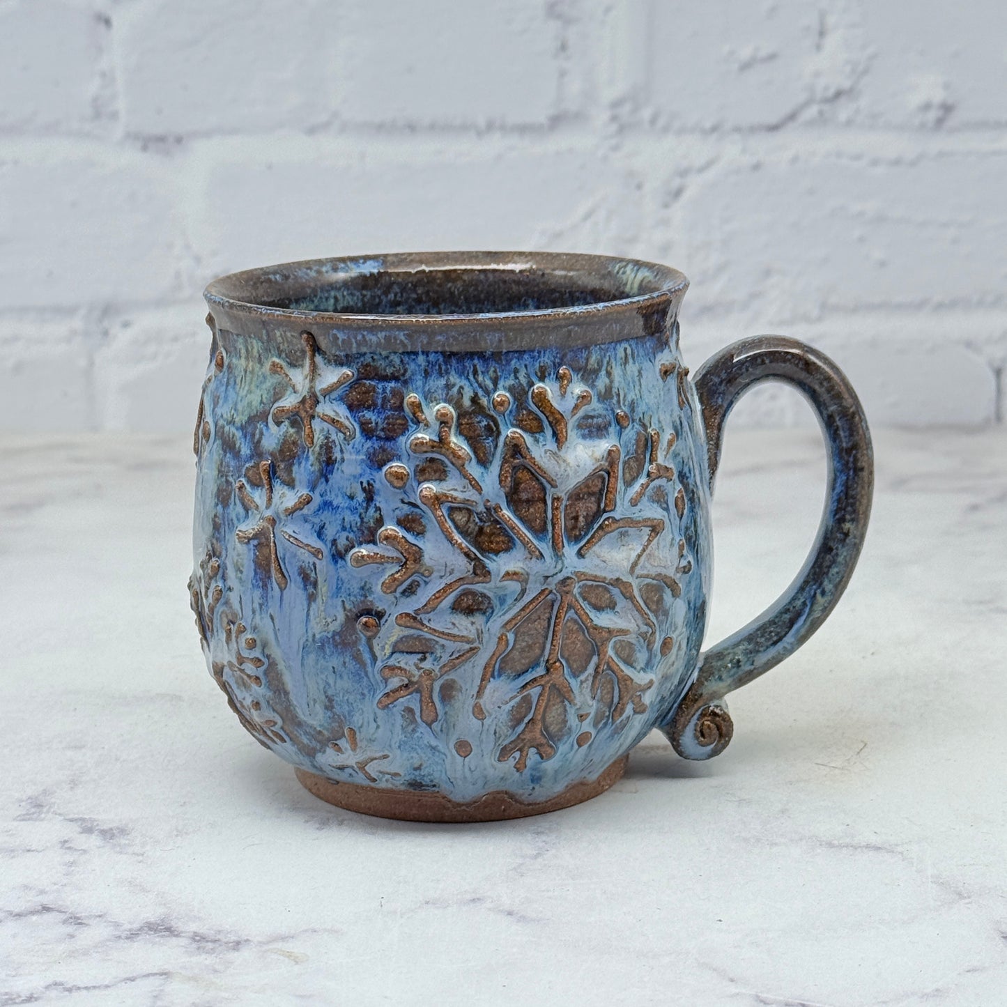 Blue with Raised Snowflakes Mug 1