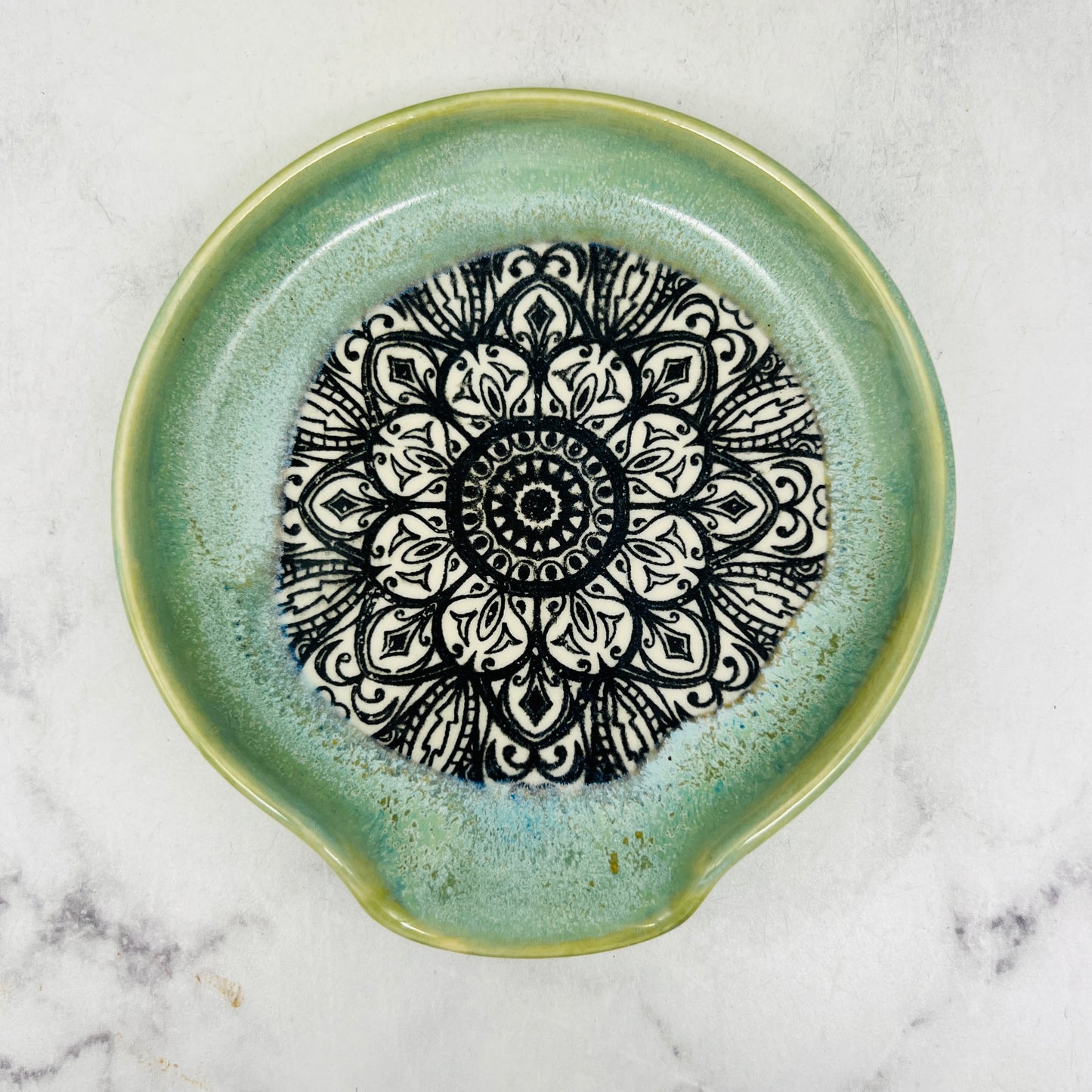 Green with Mandala Spoon Rest 1