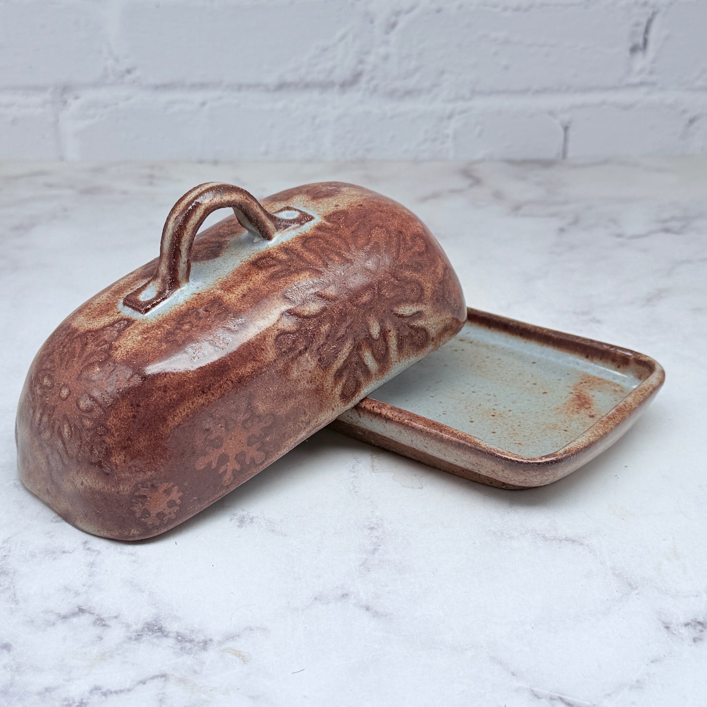 Light Blue with Snowflakes Butter Dish 2