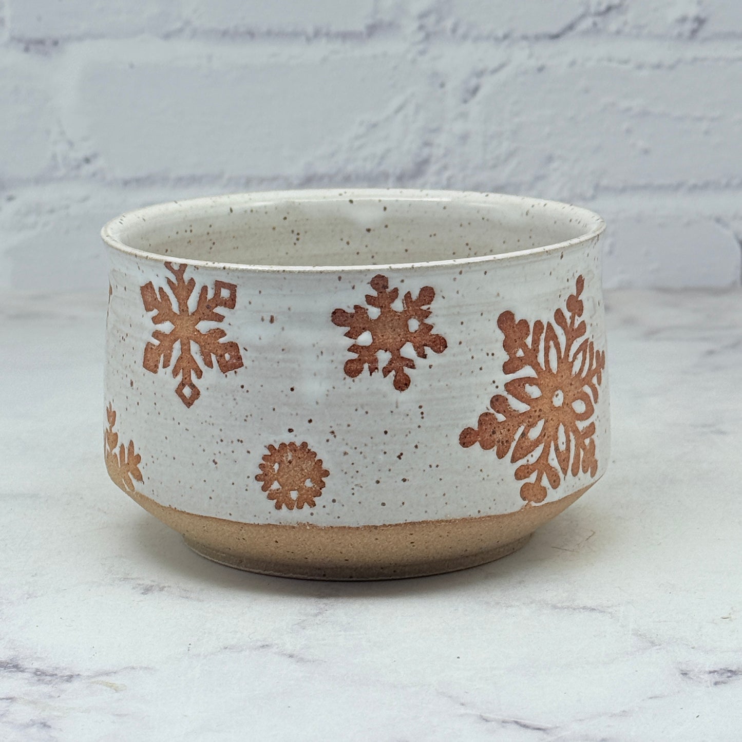 Speckled White with Snowflakes Small Bowl 1