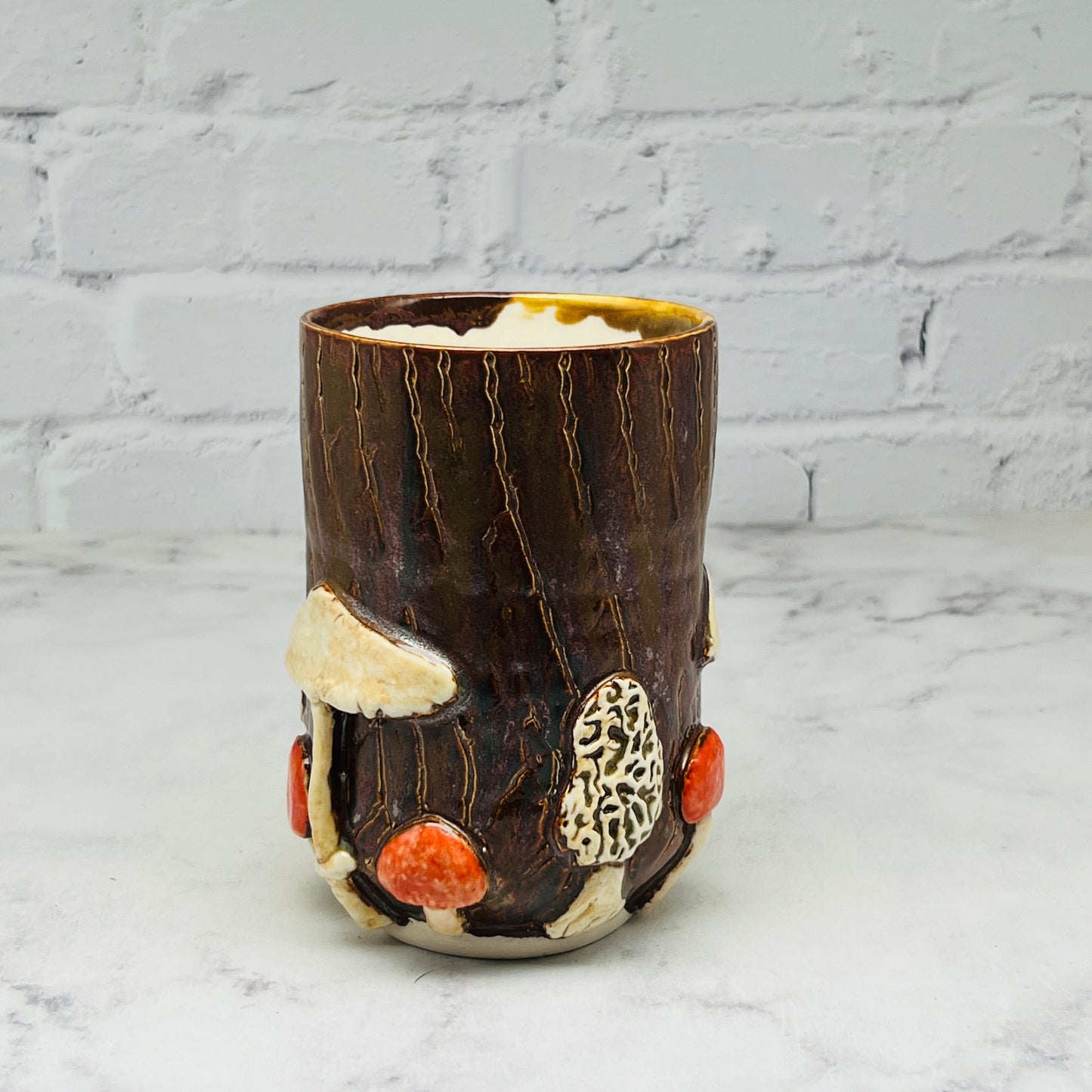 Brown with Mushrooms Vase