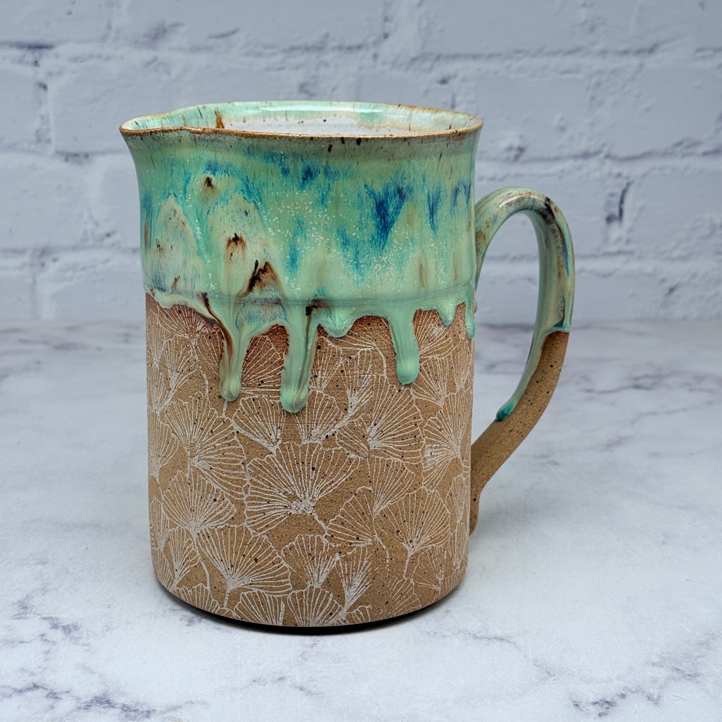 Green with White Gingko Pitcher