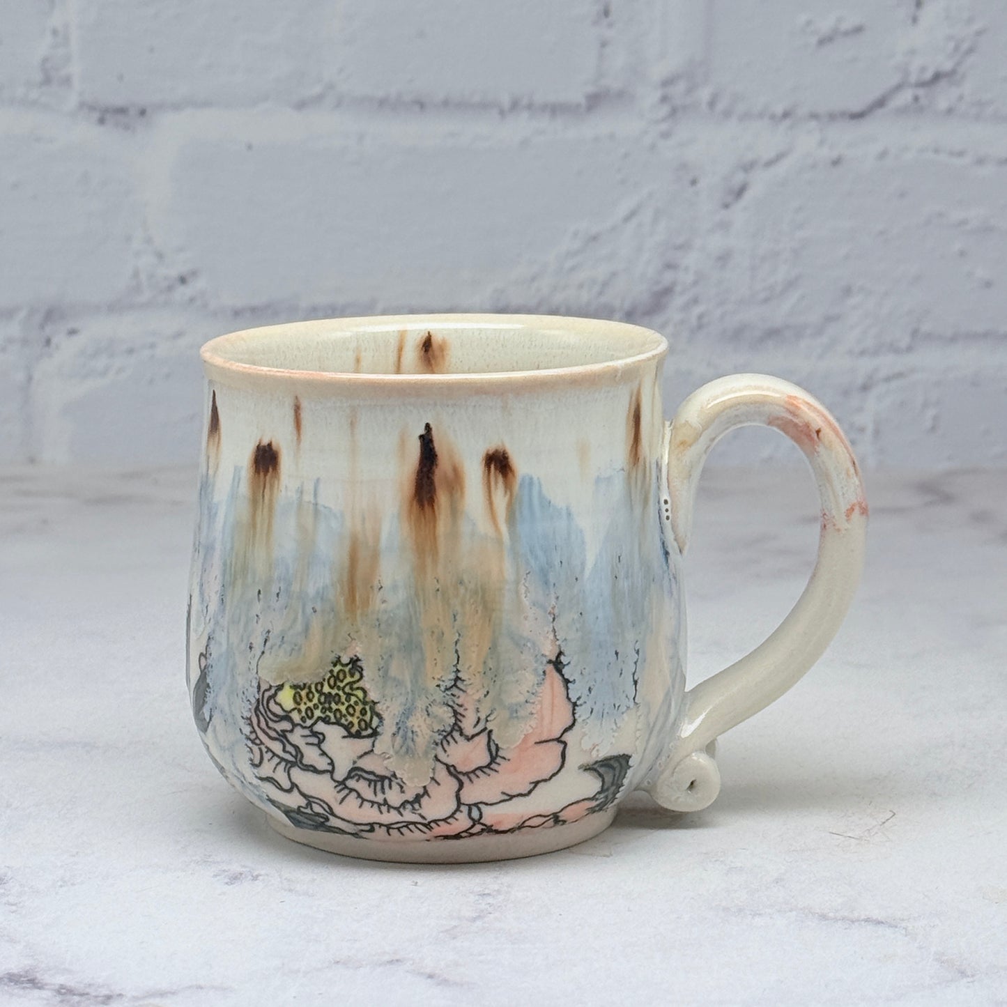 Cream with Pink Peonies Teacup