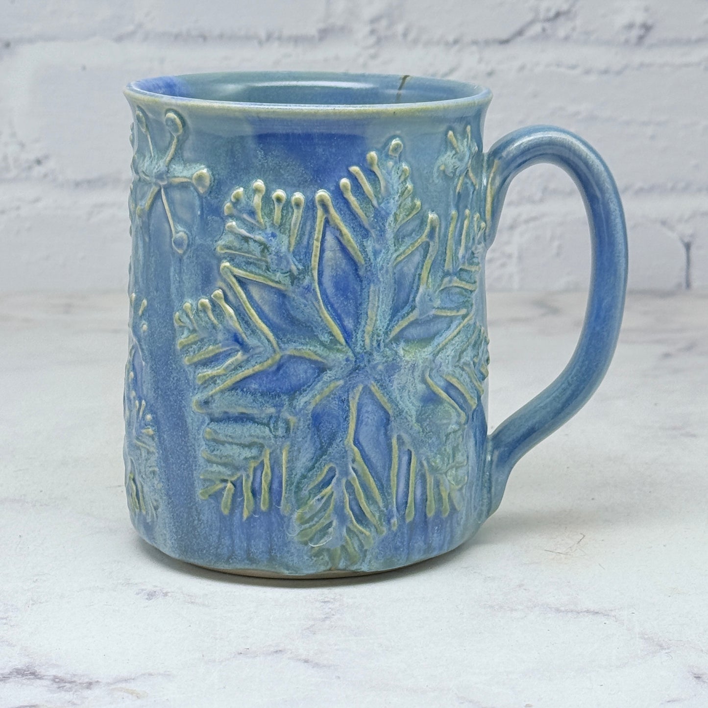 Light Blue with Raiser Snowflakes Mug 4