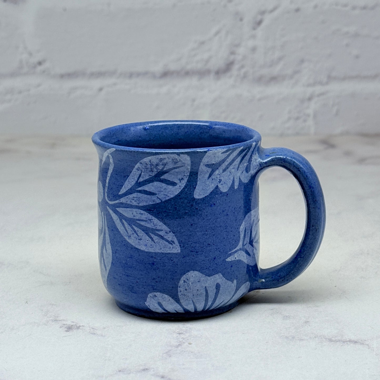 Blue with White Flowers Espresso Mug 4