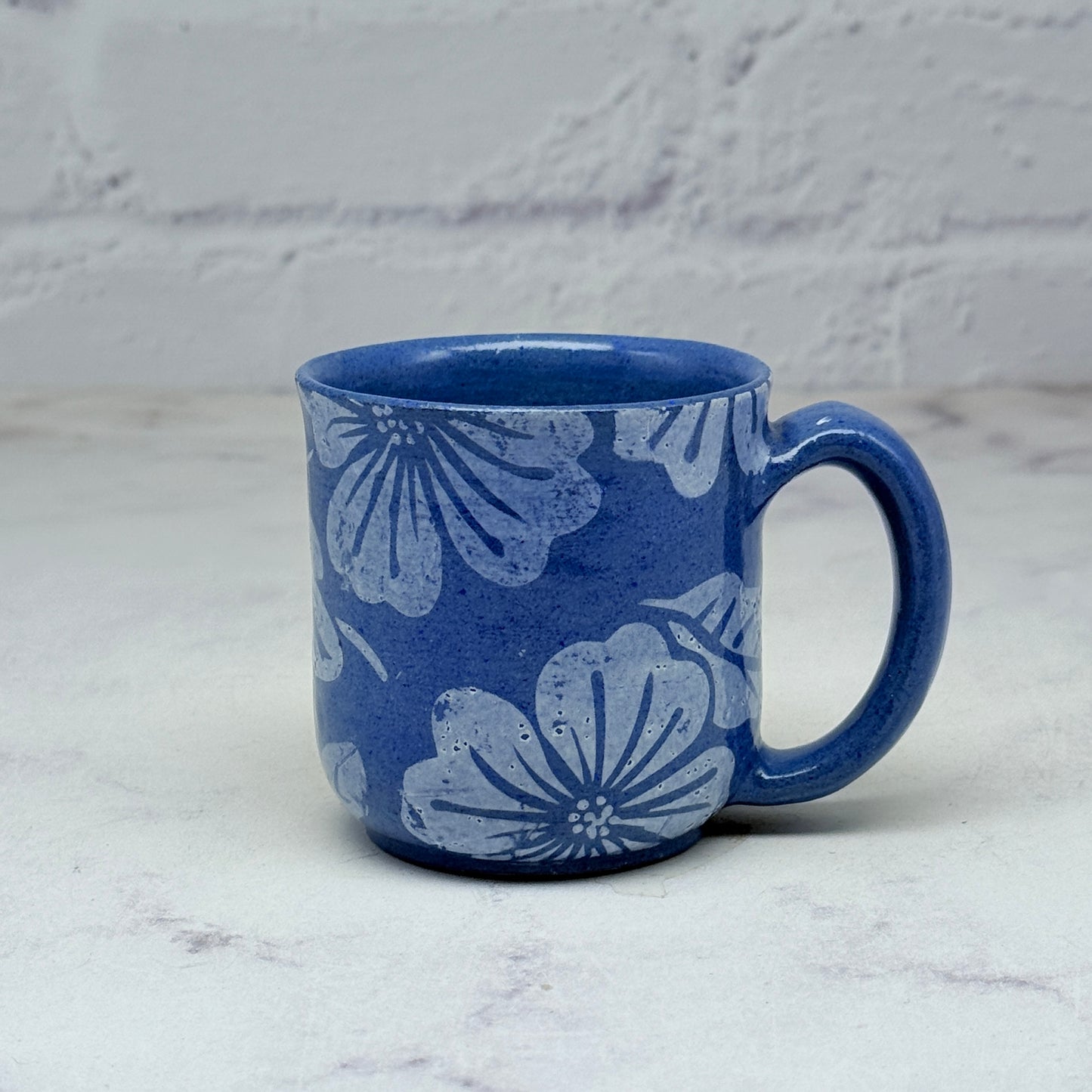 Blue with White Flowers Espresso Mug 5