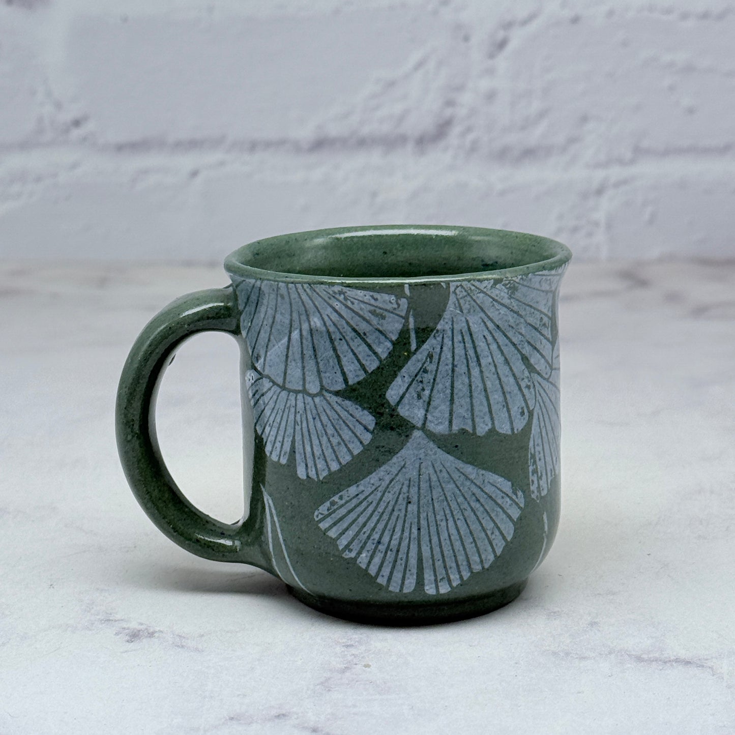 Dark Green with White Gingko Espresso Mug 2