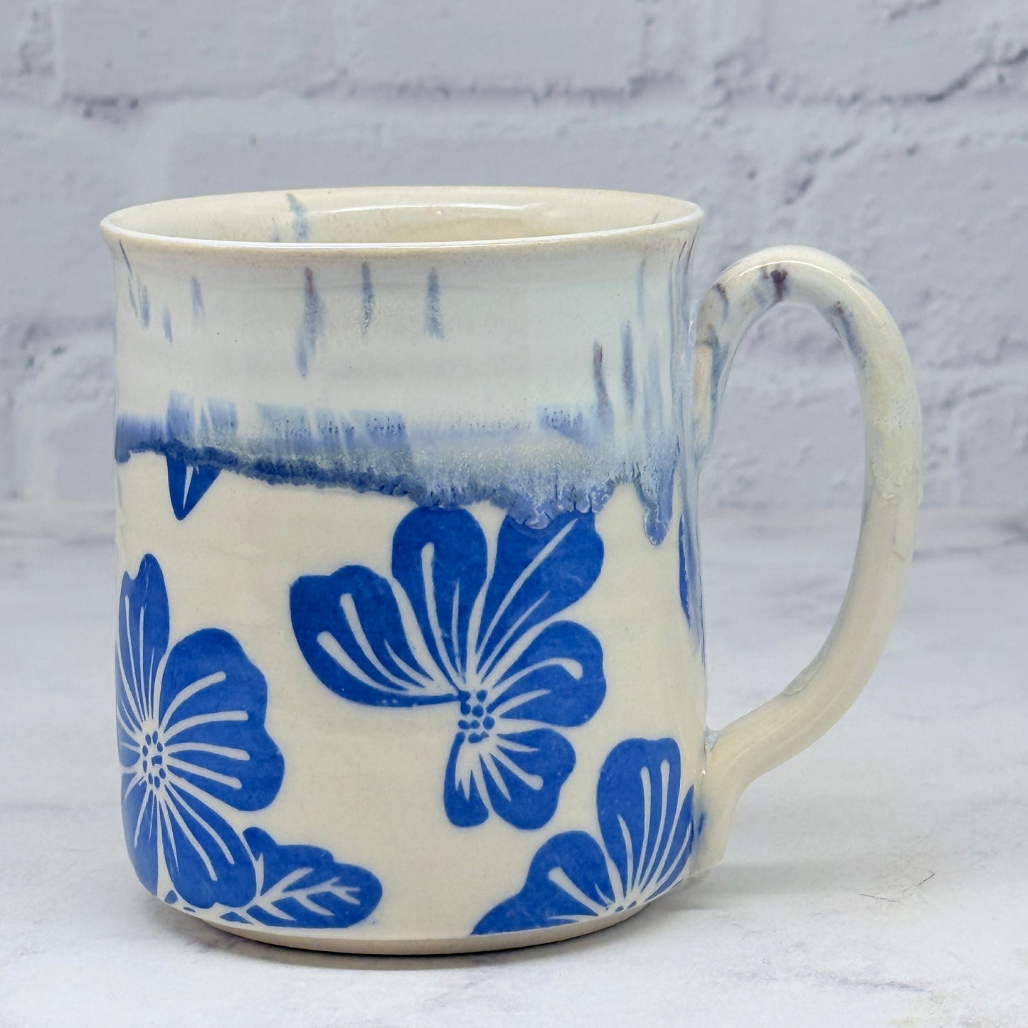 Speckled Cream with Blue Flowers Mug 1