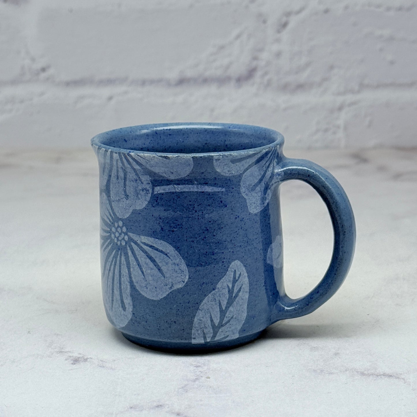 Blue with White Flowers Espresso Mug 1