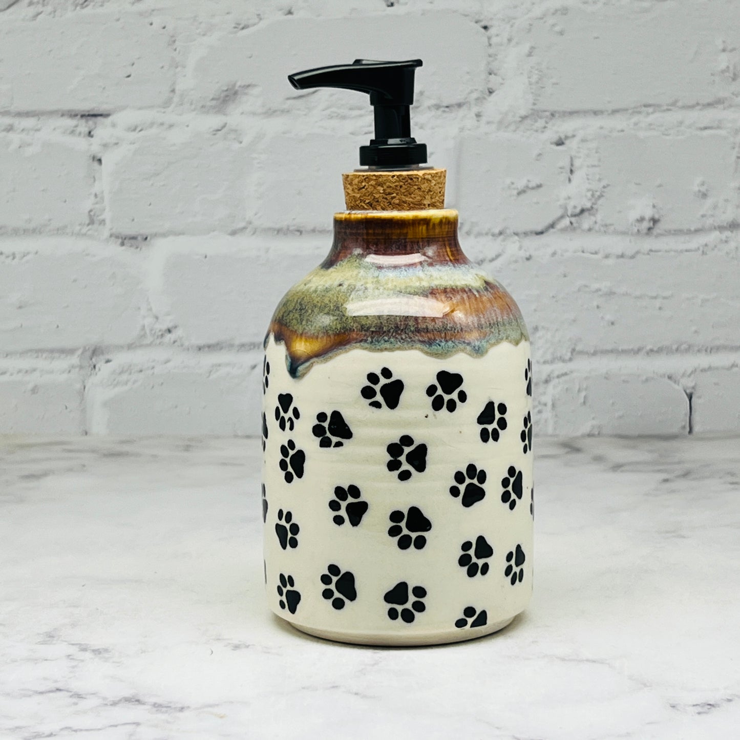 Brown with Paw Prints Soap Dispenser