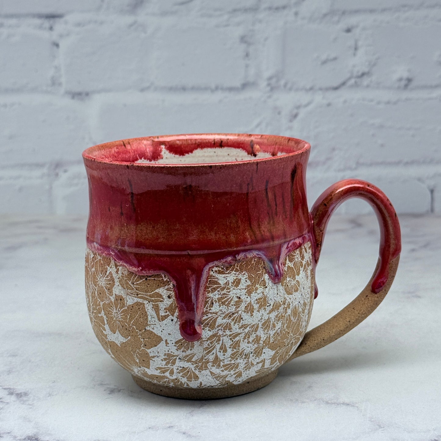 Red with Floral Design Mug 3