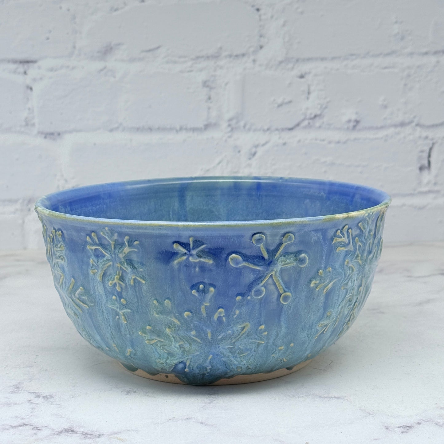 Light Blue with Raised Snowflakes Large Bowl