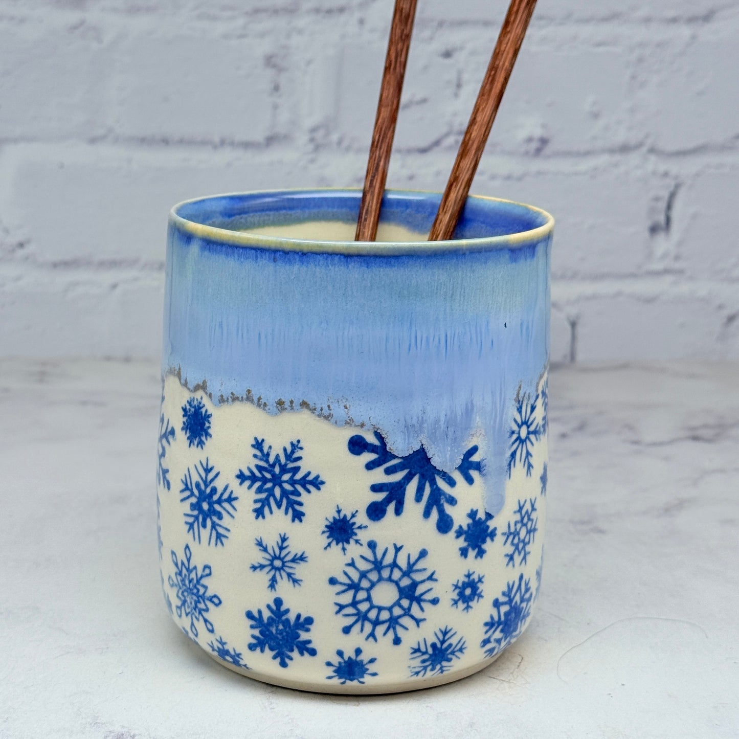 Blue with Snowflakes Vase