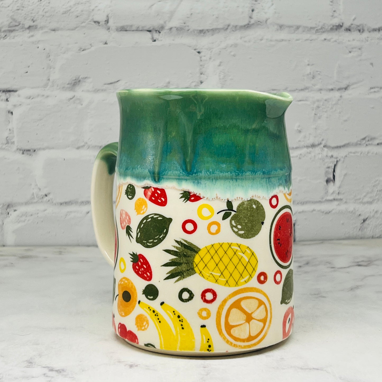 Green with Fruit Pitcher