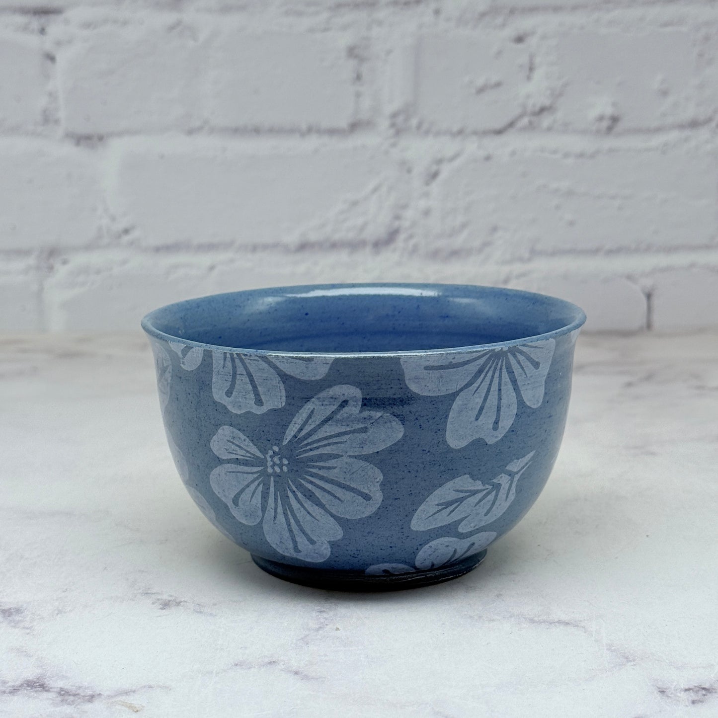 Blue with White Flowers Small Bowl 4