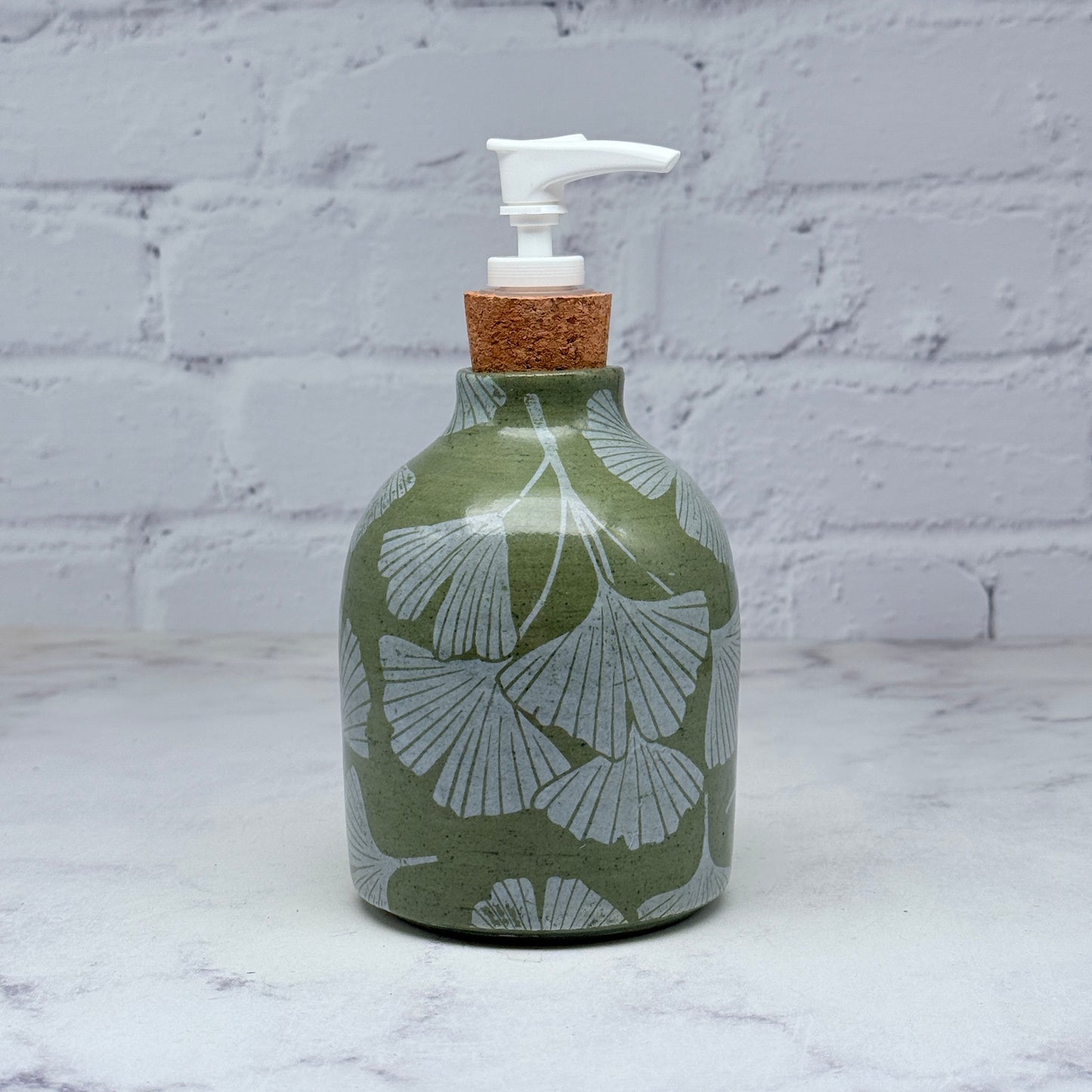 Green with White Gingko Soap Dispenser 3