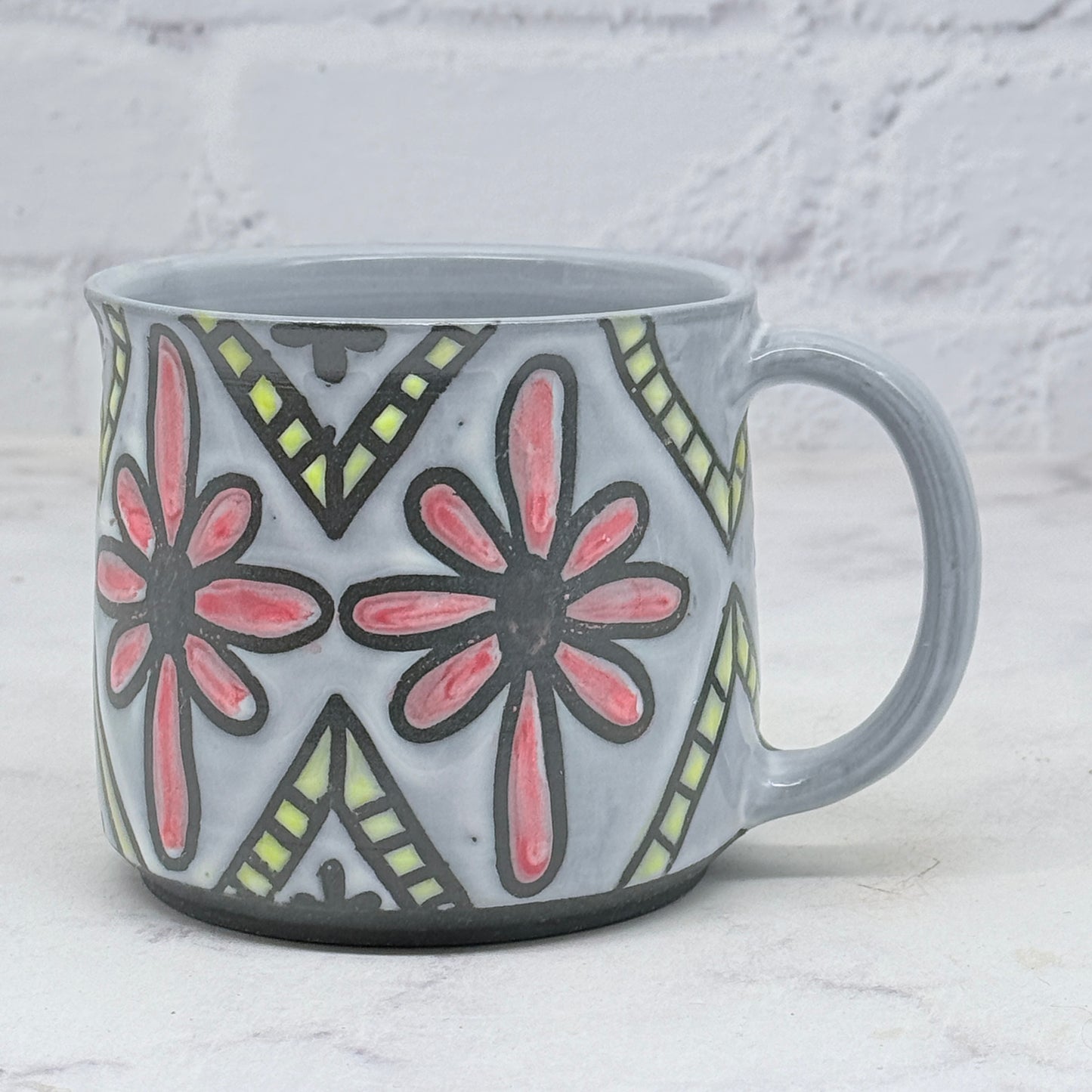 Pink Flowers B&W Mug