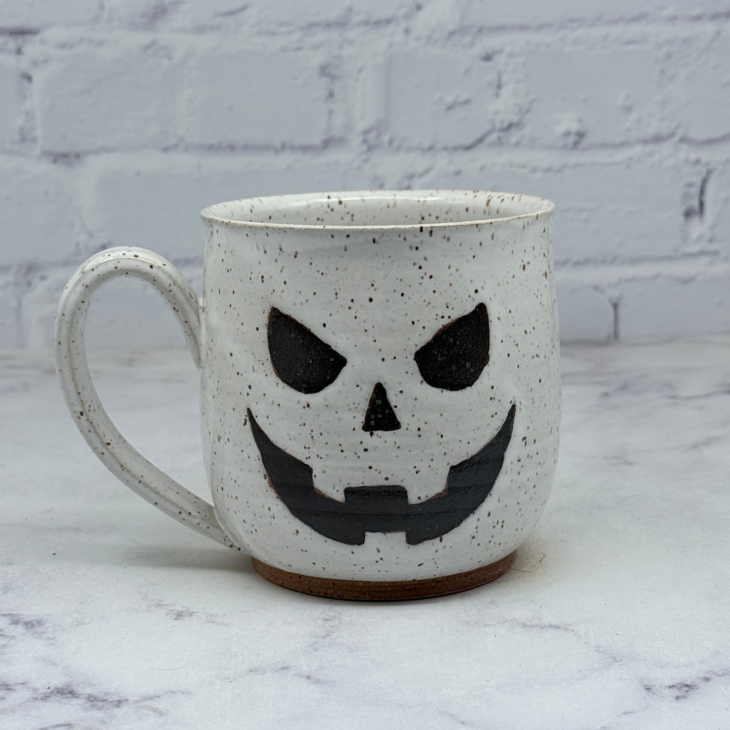 Speckled White Jack-o-Lantern Mug 2