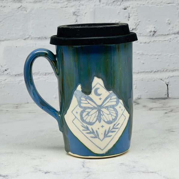 Blue with Butterfly Travel Mug