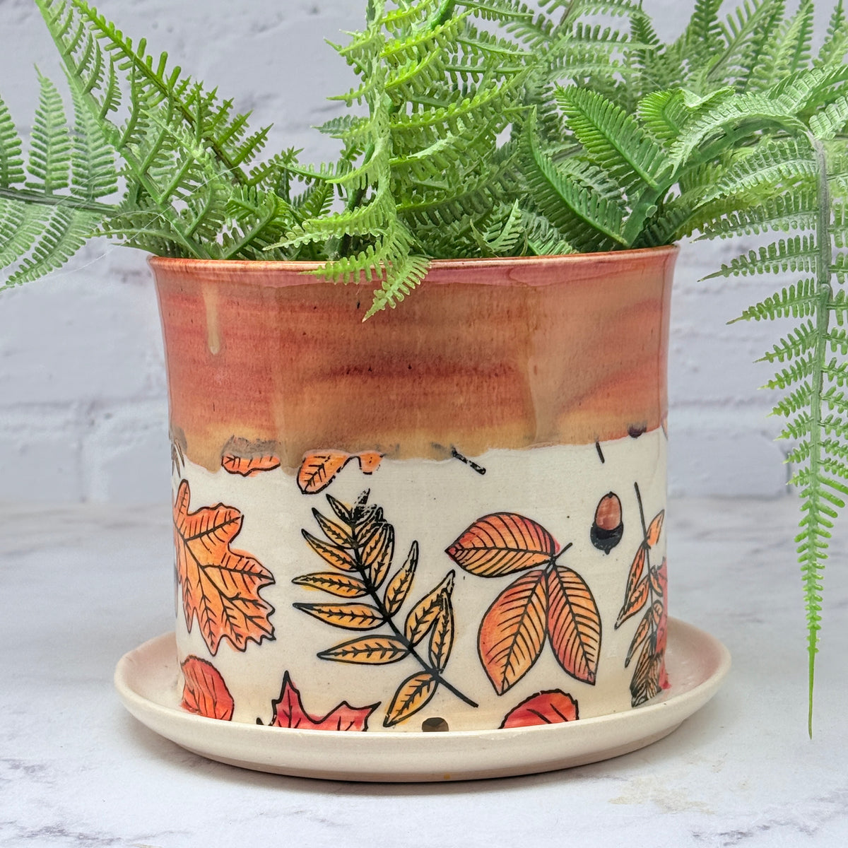 Orange with Leaves Planter 2