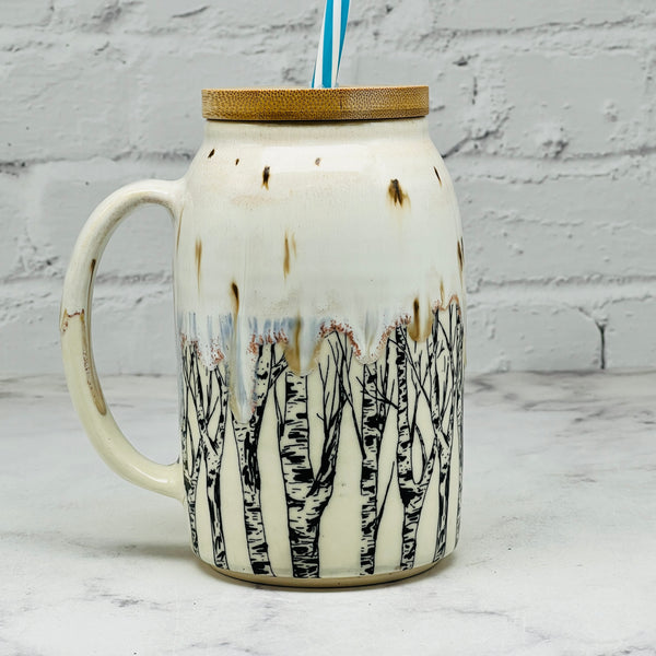 Cream with Birch Straw Mug