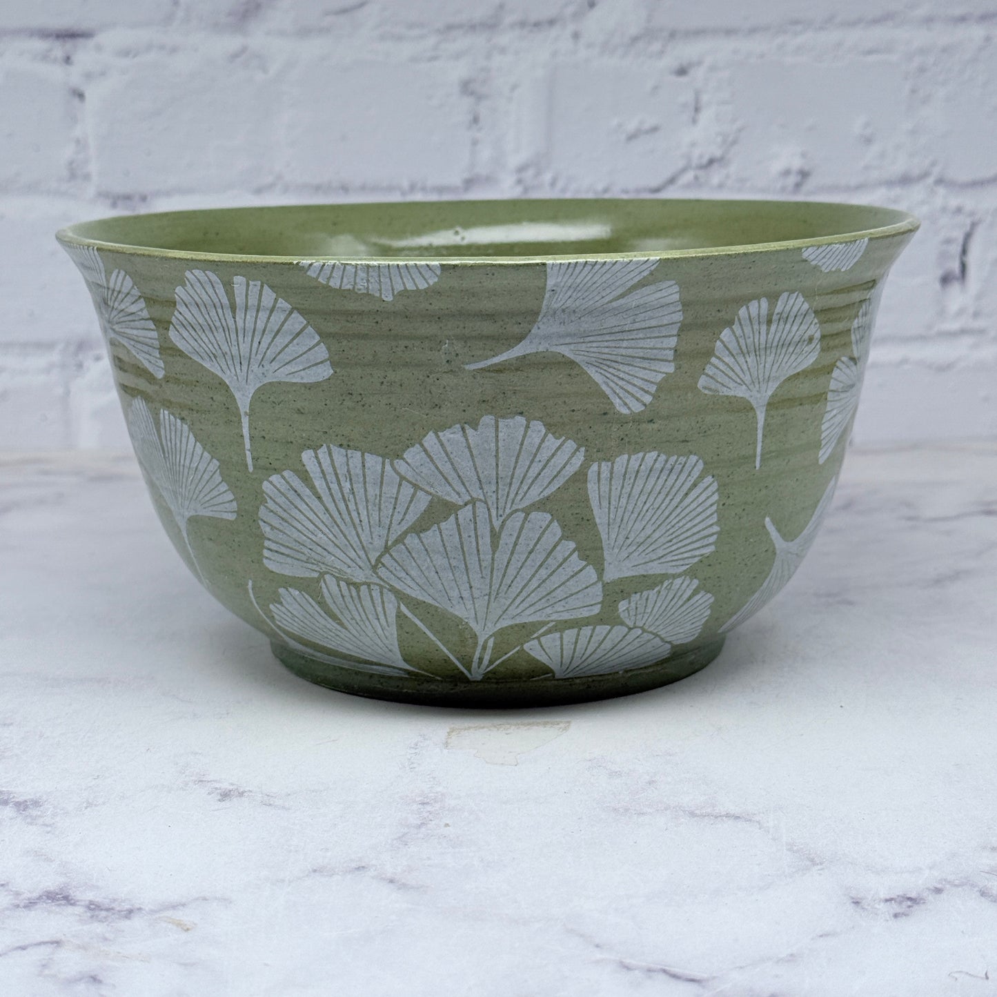 Green with White Gingko Large Bowl 1