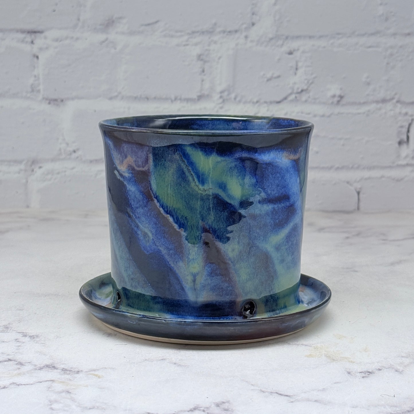 Sgraffito Mountain Scene Planter
